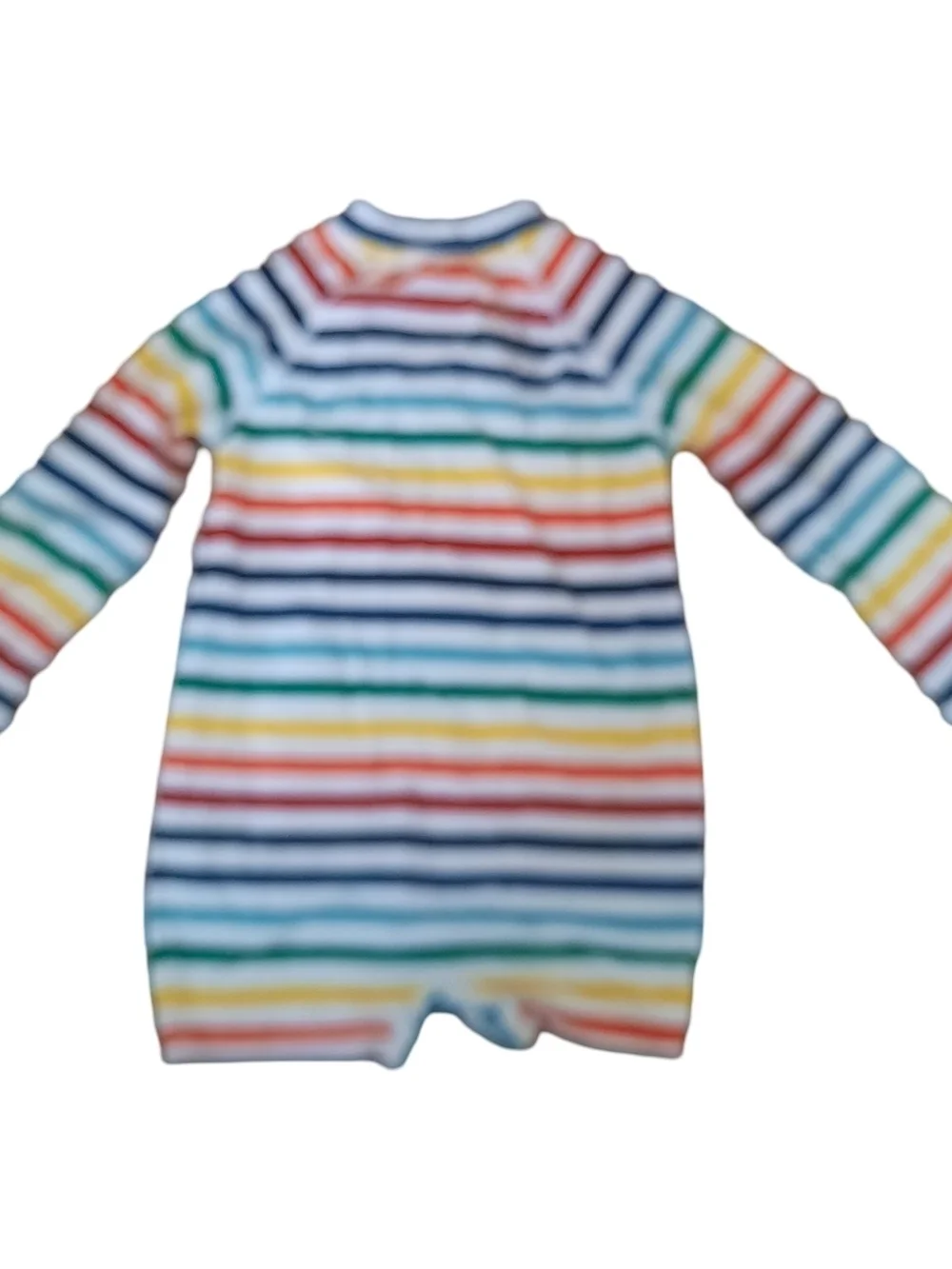 Primary Rainbow Stripe Long-Sleeve Swim Romper - Multicolor